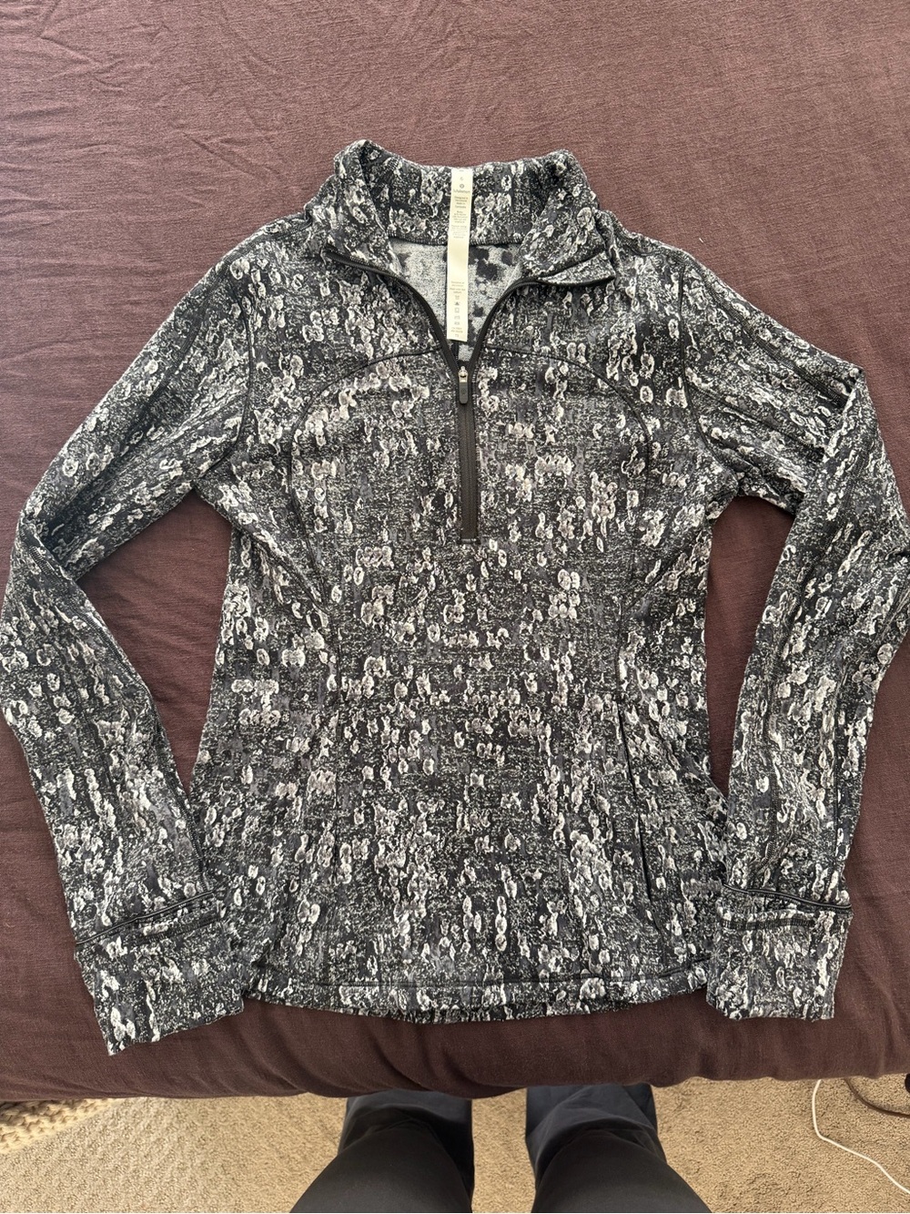 lululemon athletica Charcoal & White Snakeskin-Print Half-Zip Pullover